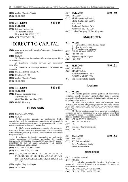 Gazette OMPI des marques internationales WIPO Gazette of ...