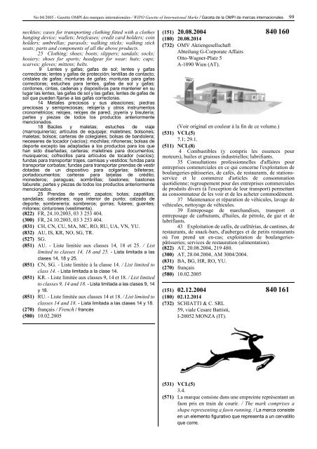 Gazette OMPI des marques internationales WIPO Gazette of ...