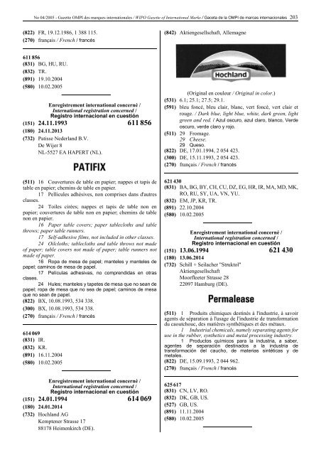 Gazette OMPI des marques internationales WIPO Gazette of ...