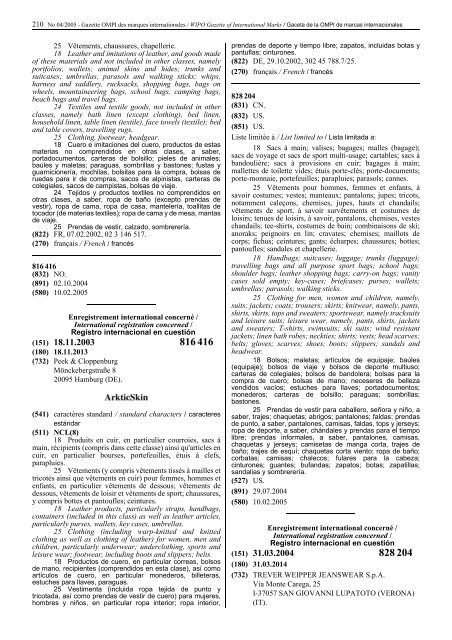 Gazette OMPI des marques internationales WIPO Gazette of ...