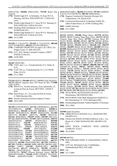 Gazette OMPI des marques internationales WIPO Gazette of ...