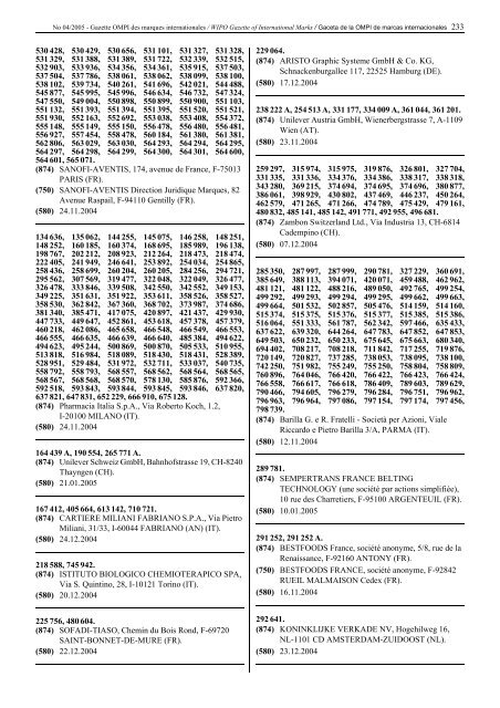 Gazette OMPI des marques internationales WIPO Gazette of ...