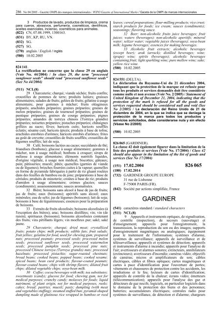 Gazette OMPI des marques internationales WIPO Gazette of ...