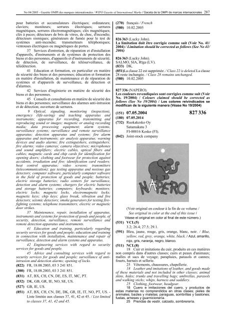 Gazette OMPI des marques internationales WIPO Gazette of ...