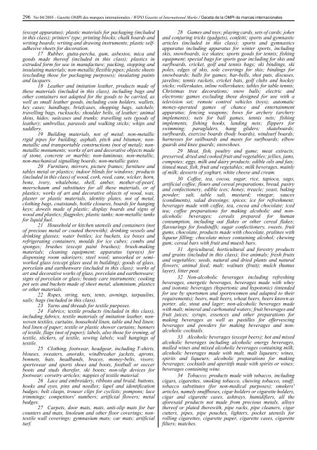 Gazette OMPI des marques internationales WIPO Gazette of ...