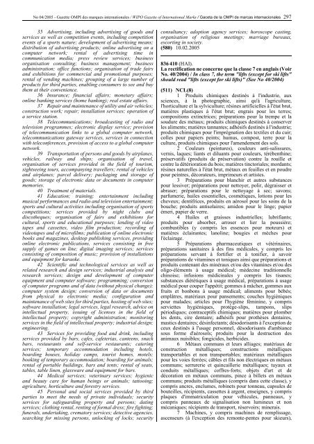 Gazette OMPI des marques internationales WIPO Gazette of ...