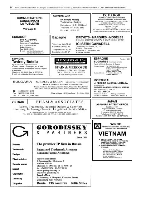 Gazette OMPI des marques internationales WIPO Gazette of ...