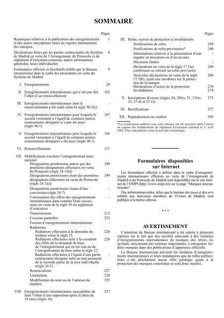 Gazette OMPI des marques internationales WIPO Gazette of ...