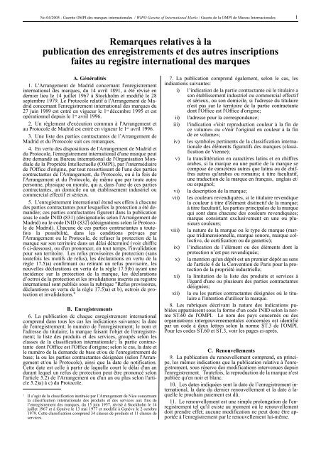 Gazette OMPI des marques internationales WIPO Gazette of ...