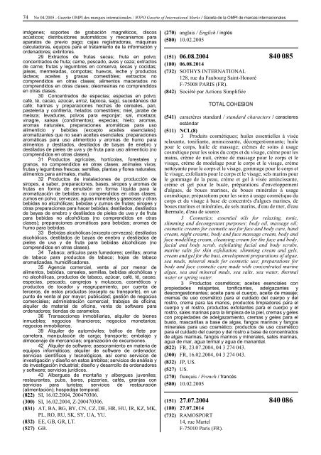 Gazette OMPI des marques internationales WIPO Gazette of ...