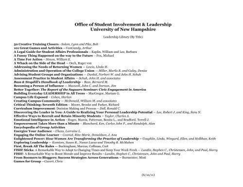 a list of books (PDF - Memorial Union Building