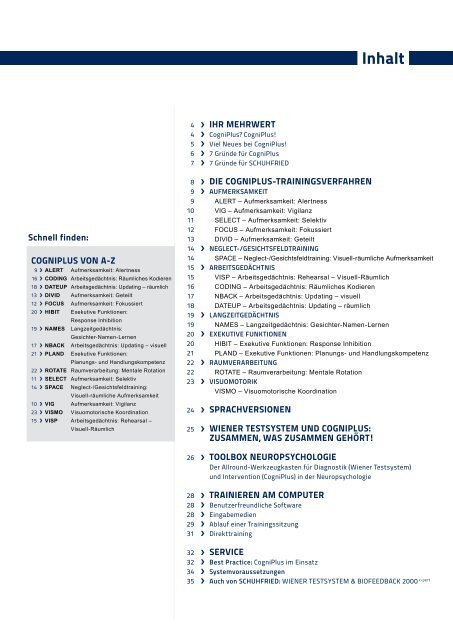 CogniPlus. Training kognitiver Funktionen - SCHUHFRIED GmbH