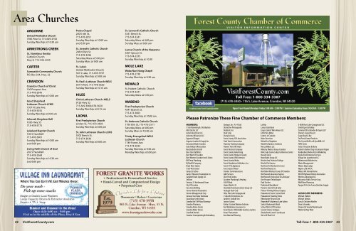Download Our Visitor Guide - Forest County Chamber of Commerce