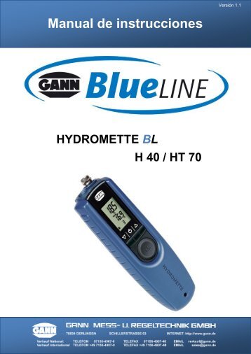 HYDROMETTE BL H 40 / HT 70 Manual de instrucciones - Gann Mess