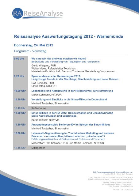 Reiseanalyse Auswertungstagung 2012 - Warnemünde - FUR ...