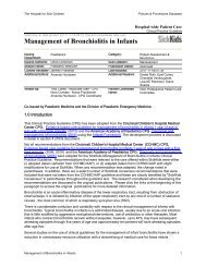 Management of Bronchiolitis in Infants - The Hospital for Sick Children