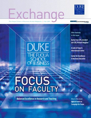 Balanced Excellence in Research and Teaching - Duke University's ...