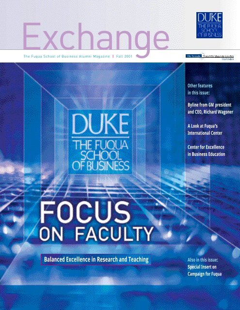 Balanced Excellence in Research and Teaching - Duke University's ...