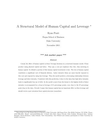 A Structural Model of Human Capital and Leverage - Duke ...