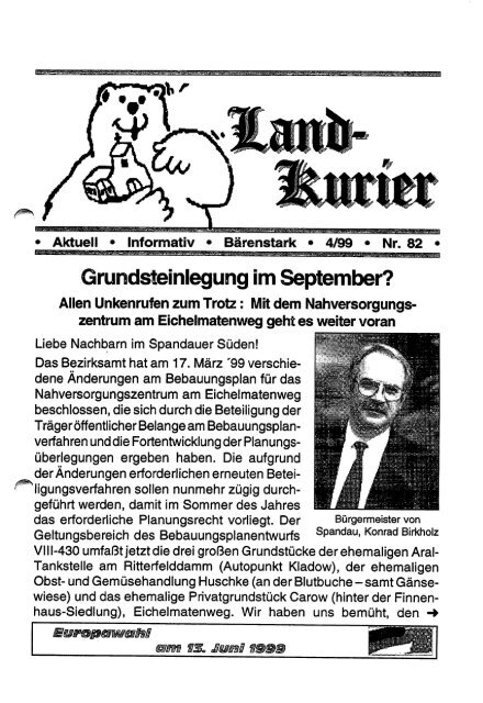 Grundsteinlegung im September? - CDU Kladow