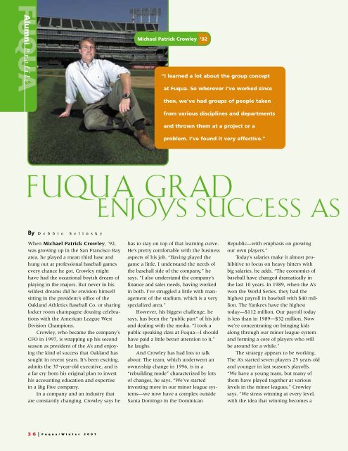 A l u m n i M a g a z i n e - Duke University's Fuqua School of Business