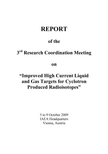 Meeting report (pdf) - Nuclear Sciences and Applications - IAEA