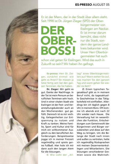 INTERVIEW: DER OBER-BOSS: DR. ZIEGER IM ... - Es-Presso