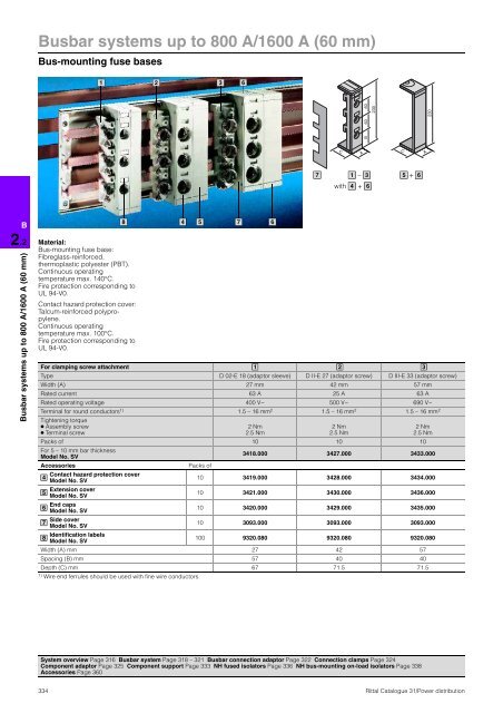 Busbar systems up to 800 A/1600 A (60 mm)