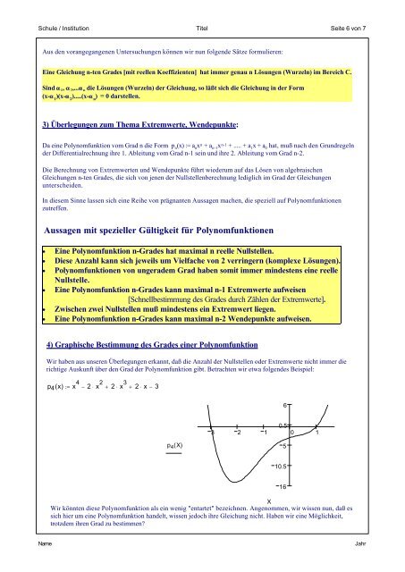 Polynomfunktionen - Fundamentalsatz der Algebra - MATHEMATIK ...