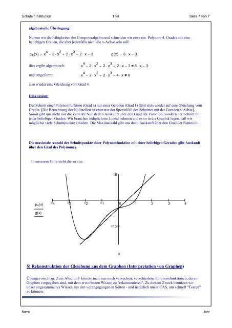 Polynomfunktionen - Fundamentalsatz der Algebra - MATHEMATIK ...