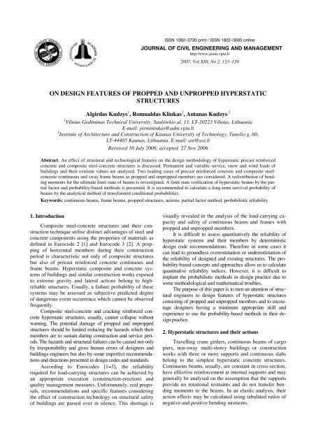 Propped Against Examples ON DESIGN FEATURES OF PROPPED AND UNPROPPED ...