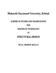 Maharshi Dayanand University, Rohtak STRUCTURAL DESIGN