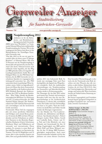 Stadtteilzeitung für Saarbrücken-Gersweiler Neujahrsempfang 2012