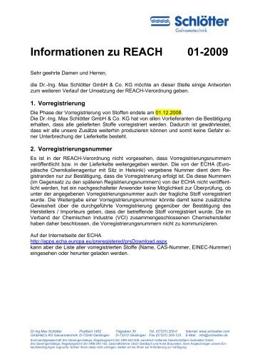 Informationen zu REACH 01-2009 - schloetter.de