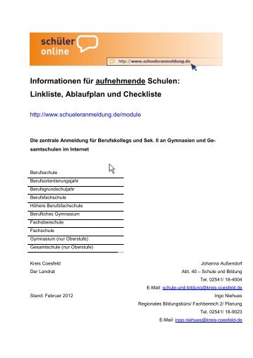 Informationen für abgebende Schulen - Kreis Coesfeld