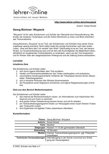 Georg Büchner: Woyzeck - Lehrer-Online
