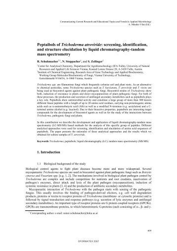 Peptaibols of Trichoderma atroviride - Formatex Research Center