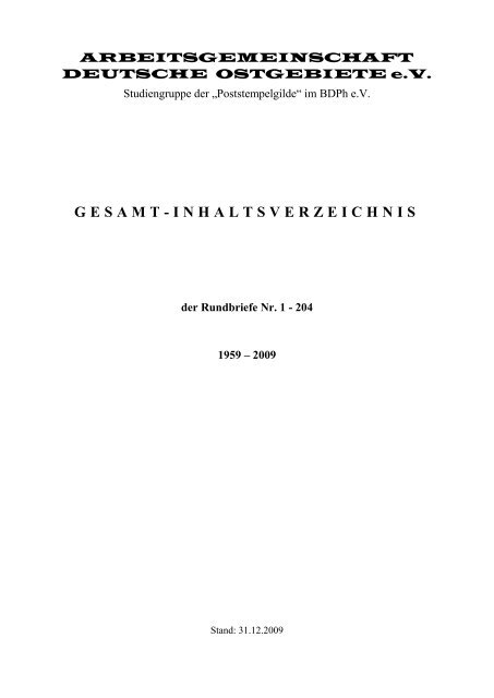 Gesamtverzeichnis - Arbeitsgemeinschaft Deutsche Ostgebiete e. V.