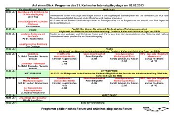 Auf einen Blick: Programm des 21. Karlsruher Intensivpflegetags am ...