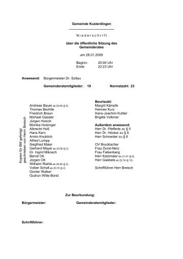 Gemeinde Kusterdingen N iederschrift über die öffentliche Sitzung ...