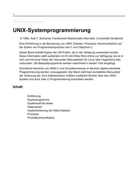 UNIX-Systemprogrammierung
