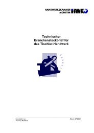Technischer Branchensteckbrief für das Tischler-Handwerk