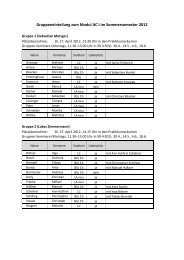 Gruppeneinteilung zum Modul AC I im Sommersemester 2012