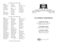 UO CHORAL ENSEMBLES - School of Music - University of Oregon