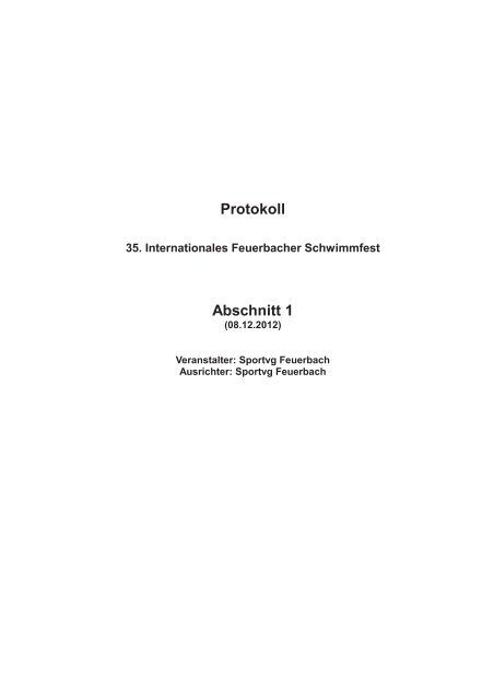 Deckblatt Protokoll - 35. Internationales Feuerbacher