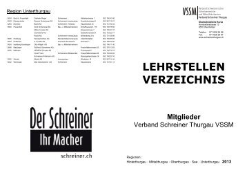 LEHRSTELLEN VERZEICHNIS - Verband Schreiner Thurgau VSSM