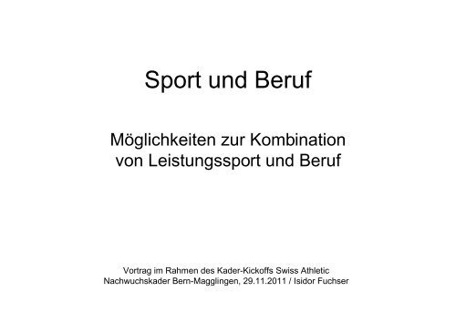 Vortrag Koordination Sport und Beruf - BLV Nachwuchs