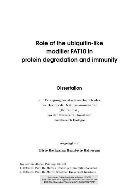 Role of the ubiquitin-like modifier FAT10 in protein degradation and ...