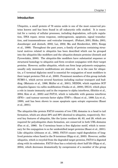 Role of the ubiquitin-like modifier FAT10 in protein degradation and ...