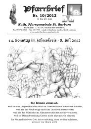 14. Sonntag im Jahreskreis - 8. Juli 2012 - Pfarrei St. Barbara ...